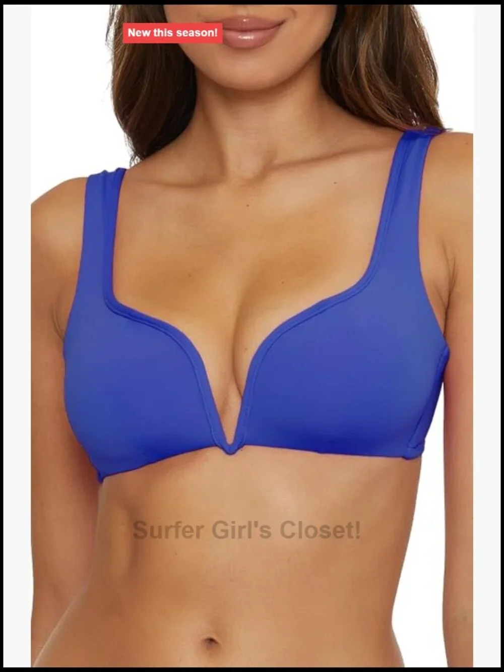 V-Wire Halter Bikini Top with Sweetheart Shape and Adjustable Tie Back